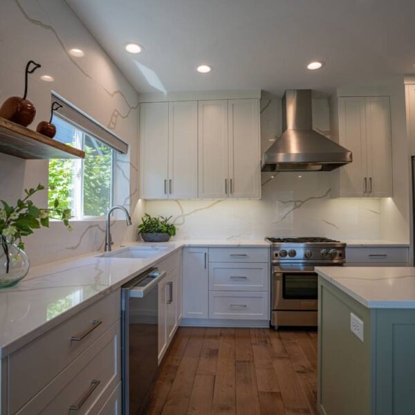 A Kitchen With A Sink And A Window